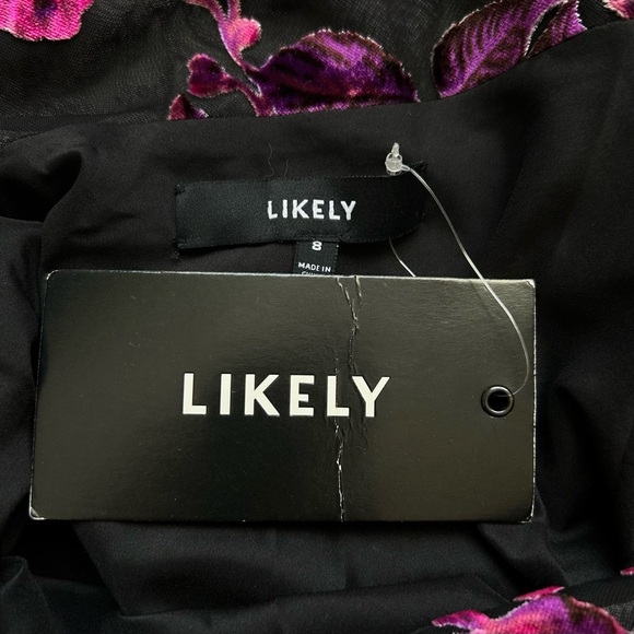 Revolve Likely Midori Gown Velvet Burnout Cowl Neck Floral Fuchsia Black 8 NWT - Picture 10 of 11